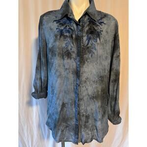 Vintage Goa Blue Embroidered Blouse - Large